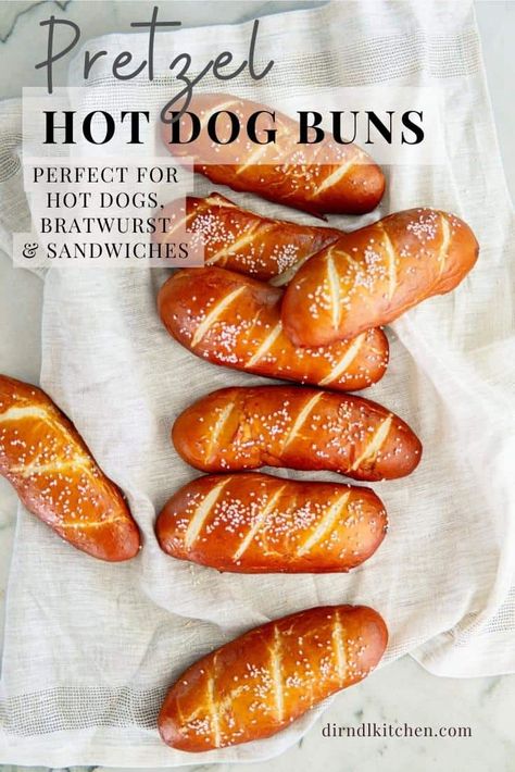 Homemade Pretzel Buns for Hot Dogs (Laugenstangen) Homemade Pretzel Buns, Homemade Brat Buns, Homemade Hotdogs Buns, Pretzel Hot Dog Buns Recipe, Brat Buns, Pretzel Buns Recipe, Pretzel Hot Dog Buns, Pretzel Bun Recipe, Homemade Hot Dog Buns