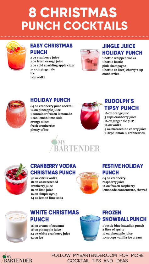 Christmas Punch Cocktails Christmas Party Food And Drink Ideas, Christmas Drinks Alcohol Simple, New Year Alcoholic Drinks, Christmas Morning Punch With Vodka, Mock Christmas Cocktails, Christmas Day Drinks Holiday Cocktails, Easy Cocktail Recipes Christmas, Rudolph Spritzer Cocktail, Cocktails Recipes Christmas