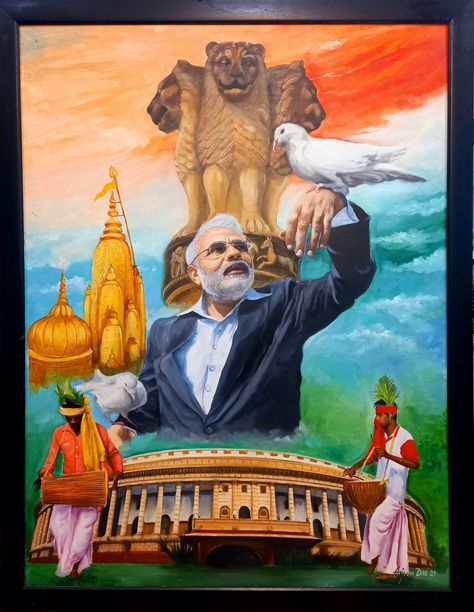 Famous Artist Sketches, Narendra Modiji Painting, India In 2050 Poster, Beautiful God Drawing, Make In India Poster Drawing, Narendra Modiji Sketch, India Drawings Ideas, Indian Celebrity Portraits Drawing, Painting Competition Ideas