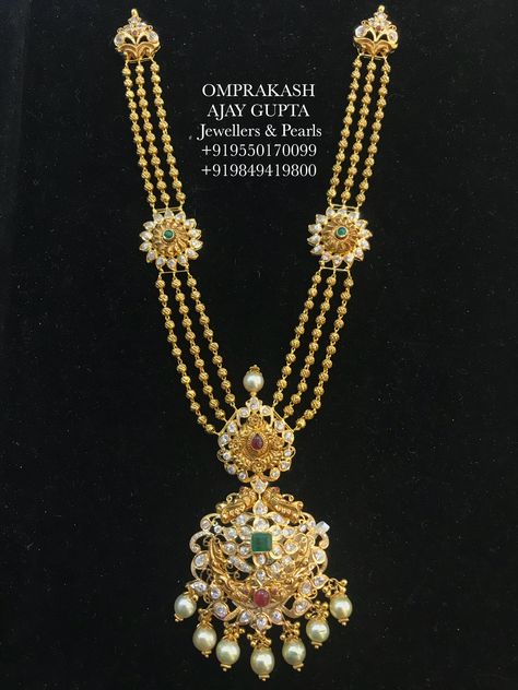 Omprakash Jewellers, Long Haram, Beautiful Gold Necklaces, Gold Chain Design, Fancy Blouse, Antique Jewelry Indian, Bride Jewelry, Gold Bride Jewelry, Antique Gold Jewelry