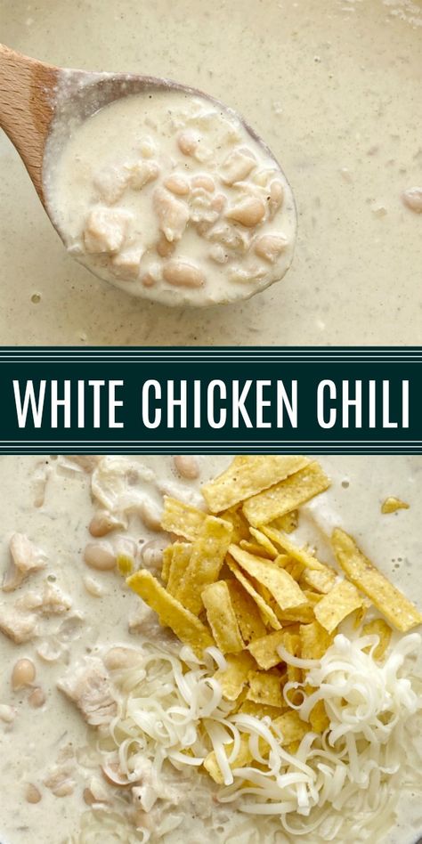 Chicken Helper, Chicken And White Beans, Chili Base, White Chicken Chilli, Creamy White Chili, Creamy White Chicken Chili Recipe, White Chicken Chili Recipe Crockpot, Chicken Chili Soup, Creamy Chicken Chili