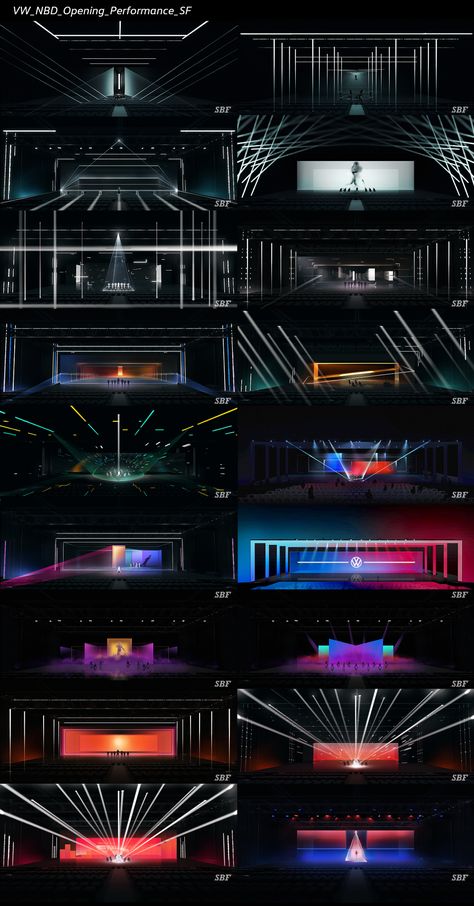 VW NBD 2019 on Behance Event Stage, Interactive Lighting, Stage Lighting Design, Concert Stage Design, Adobe Audition, Nightclub Design, Laser Show, Stage Set Design, Church Stage Design