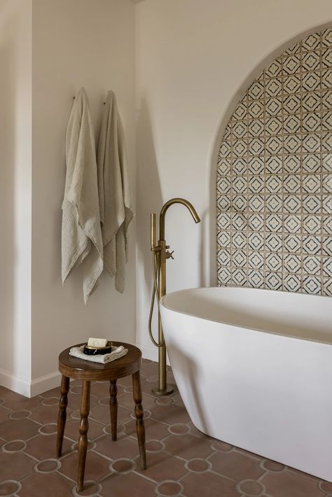 A Spanish-style 1920s villa sensitively restored to its restful roots | House & Garden Modern Spanish Style Homes Black And White, Modern Spanish Bathroom Design, Spanish Style Remodel, Spanish Revival Bathroom Ideas, Adobe House Bathroom, Spanish Style Master Suite, 1930s Spanish Style House, Hacienda Bathroom Spanish Style, Spanish Style Restroom