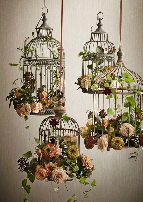 Whimsical Backyard, Rustic Wedding Decorations, Floral Wedding Decorations, Bird Cage Decor, Dekor Diy, Birdcages, Wedding Scene, Amazing Decor, Bird Cages