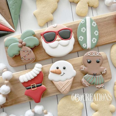 Christmas Flamingo Cookies, Swimsuit Cookies Decorated, Christmas In July Decorated Cookies, Christmas In July First Birthday, Christmas In July Sugar Cookies, Tropical Christmas Cookies, Christmas In July Birthday Party Kids, Christmas In July Cookies Decorated, Christmas In July Pool Party