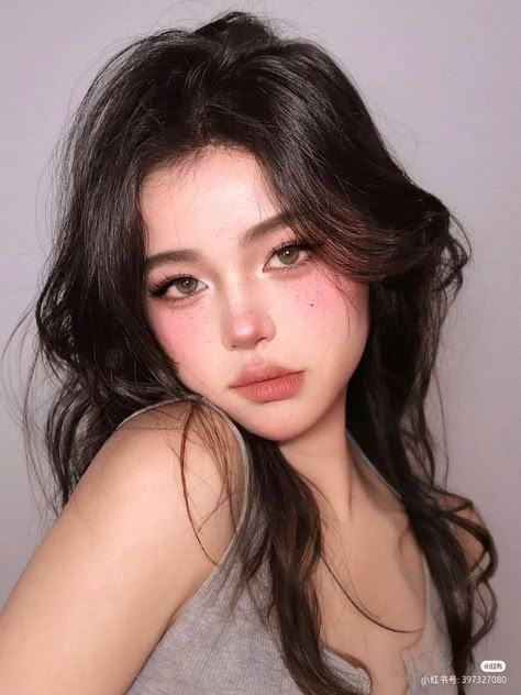 Makeup Ala Korea, Makeup Asia, Bear Makeup, Freckles Makeup, Asian Makeup Looks, Chinese Makeup, Doll Eye Makeup, Ethereal Makeup, Cute Makeup Looks