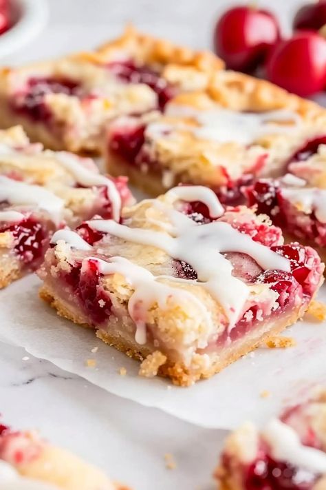 Cherry Pie Bars - Insanely Good Easy Cherry Crisp With Pie Filling, Cherry Squares, Cherry Pie Bars Recipe, Easy Christmas Desserts, Homemade Cherry Pie, Cherry Pie Filling Recipes, Cherry Pie Bars, Homemade Cherry Pies, Cherry Bars