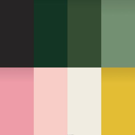 Black Green Pink Color Palettes, Pink Yellow Green Black Color Palette, Pink Green Black Bathroom, Green Velvet Color Palette, Pink Green And Black Color Palette, Pink Green Yellow Kitchen, Olive Blush Color Palette, Pink Yellow Green Palette, Pink Green Black Gold Color Palette