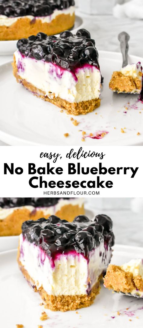 Blueberry Desserts Recipes, Blueberry Cheesecake Recipe, No Bake Blueberry Cheesecake, Lemon Blueberry Cheesecake, Blueberry Topping, Cheesecake Lovers, Blueberry Desserts, Easy Cheesecake Recipes, Easy Summer Desserts