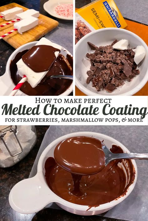 Perfect Chocolate Coating Best Melting Chocolate For Molds, Melting Chocolate With Coconut Oil, Coating Chocolate Recipes, Chocolate Coated Marshmallows, Best Melting Chocolate For Dipping, Cake Pop Chocolate Coating, Best Chocolate For Melting, Dipping Chocolate Recipe That Hardens, How To Make Melted Chocolate For Dipping