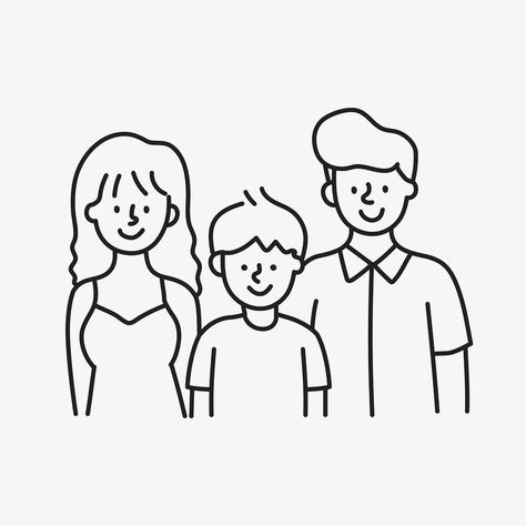 Family portrait doodle clipart, parents and son illustration vector | free image by rawpixel.com / Techi Family Doodles Simple, Parents Drawing Easy, Parents Drawing Art, Family Line Art Drawings, How To Draw A Family, Family Simple Drawing, Family Drawing Sketch Easy, Simple Family Drawing, Family Illustration Simple