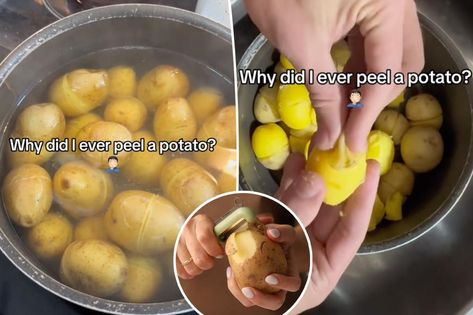 Peel Potatoes Easy, Can You Peel Potatoes Ahead Of Time, Potato Peels Uses For, Peeling Potatoes Easy, Peeling Potatoes Hack, Kitchen Hack, Potato Peeler, Kitchen Shears, A Potato