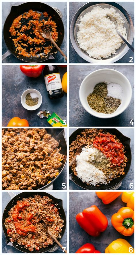 Stuffed Peppers {Loaded with Flavor!} | Chelsea's Messy Apron Stuffed Bell Peppers Ground Beef, Healthy Stuffed Bell Peppers, Sweet Potato Burrito, Ground Sausage Recipes, Rotisserie Chicken Tacos, Healthy Liver Diet, Sausage Marinara, Healthy Ground Beef, Italian Sausage Soup