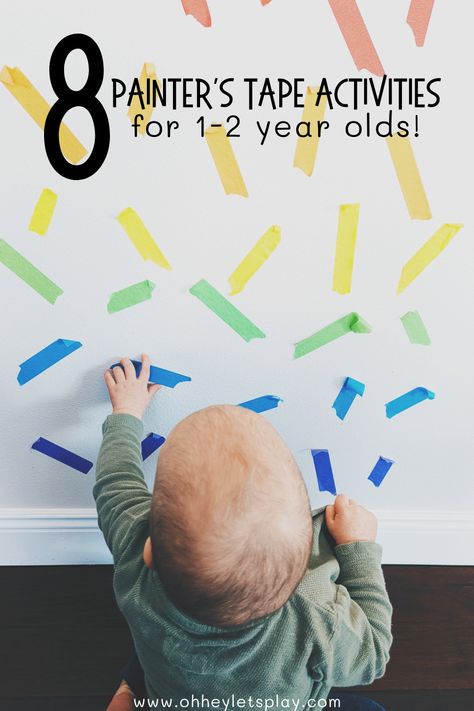 Activities For 1-2, 1-2 Year Crafts, 2 Year Fine Motor Activities, Math Activities For Babies, Painter Tape Activities, Toddler Tape Activity, Tape Activities For Preschool, Early Years Activities 1-2, Painters Tape Toddler Activities