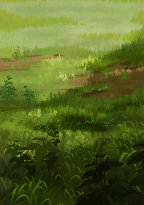 Digital Grass Tutorial, Foliage Digital Art, Grass Digital Painting, Drawing Grass Digital, How To Paint Grass Digital, Grass Tutorial Drawing, Grass Oil Painting, Grass Drawing Tutorials, Grass Landscape Painting