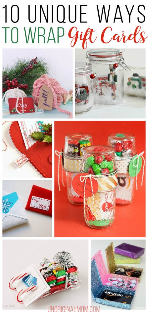 10 unique ways to wrap gift cards! Add a handmade touch with these creative gift card wrapping ideas. Card Wrapping Ideas, Ways To Wrap Gift Cards, Gift Card Wrapping Ideas, Unique Gift Card Presentation, Christmas Gift Card Presentation, Wrap Gift Cards, Gift Card Wrapping, Gift Card Tree, Gift Card Bouquet