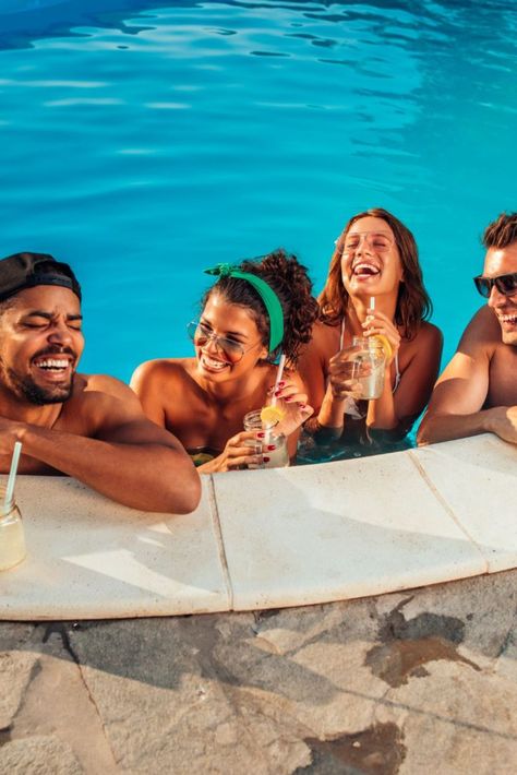 Pool partyy has been a trend this days. Bond with your friends by the pool. #poolparty #birthdaypartypool #pool #swimming Hotel Photoshoot With Friends, Family Swimming Pool, Pool Campaign, Pool Day With Friends, Pool Party Photoshoot, Beer Campaign, Tea Photoshoot, Pool Lifestyle, Clean Pool