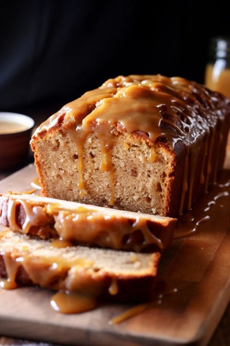 Salted Caramel Banana Bread, Caramel Banana Bread, Caramel Bread, Brunch Foods, Loaf Cakes, Sheet Cakes, Cinnamon Banana, Loaf Cake, Quick Breads