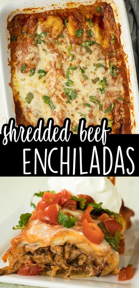 Roast Beef Enchiladas, Leftover Shredded Beef, Shredded Beef Enchiladas, Mexican Enchiladas, Beef Enchilada Recipe, Best Mexican Food, Leftover Roast Beef, Slow Cooker Roast Beef, Authentic Mexican Recipes