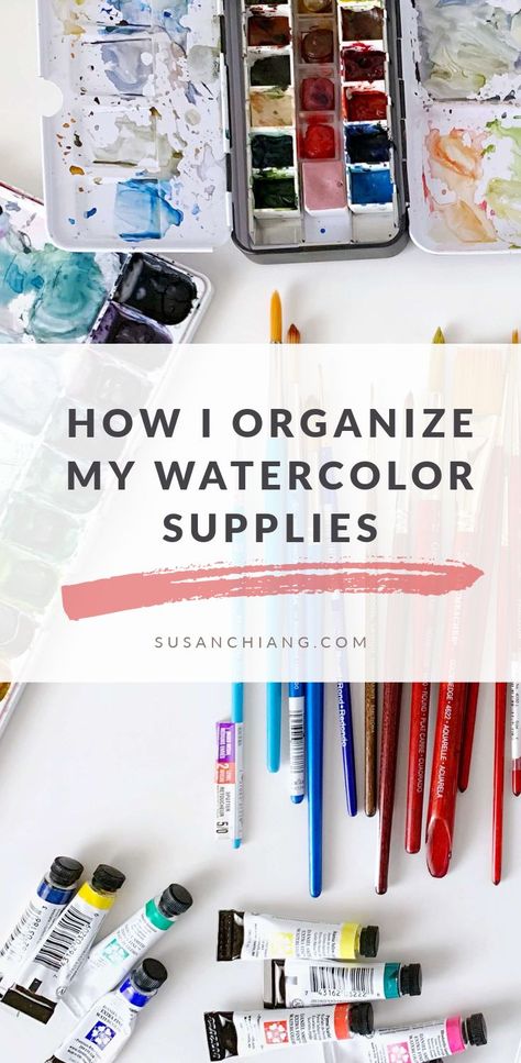 How I Organize My Watercolor Supplies Tbhk Eyes, Hanako Aesthetic, Clothes Art Reference, Best Watercolor Paper, Paint Organization, Watercolor Supplies, Paintings Tutorials, Art Supplies Storage, Art Studio Organization