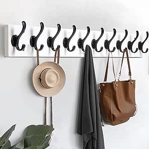 Tatub White Coat Rack Wall Mount, 38.6" Long Coat Hooks for Wall, Entryway Coat Rack with 10 Hooks, Farmhouse Coat Hanger Wall Mount, Heavy Duty Wall Coat Hooks for Hanging Coat, Hat, Bag, Jacket Door Coat Hanger, Coat Hanger Wall, Wall Coat Hooks, White Coat Rack, Coat Rack Wall Mount, Wall Entryway, Entryway Hooks, Coat Hooks On Wall, Entryway Coat Rack