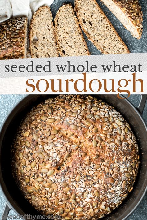 Multi Seed Sourdough Bread, Sourdough Seeded Bread, Sourdough Bread Whole Wheat, Sourdough Seed Bread Recipe, Whole Wheat Sour Dough Bread Recipe, Sourdough Bread With Seeds, Seedy Sourdough Bread, Seeded Sourdough Bread Recipe, Sourdough Seed Bread