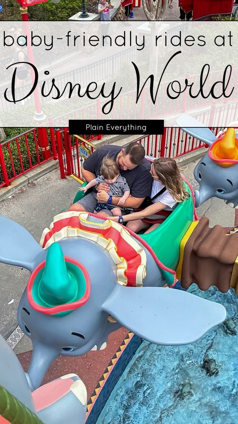 Best Rides for Babies at Disney World Disney With One Year Old, Disney World With Baby, Disneyland With Baby, Baby At Disney, Disney World Rides List, Disney Vacation Surprise, Disney With Baby, Universal Trip, Disney Trip Outfits