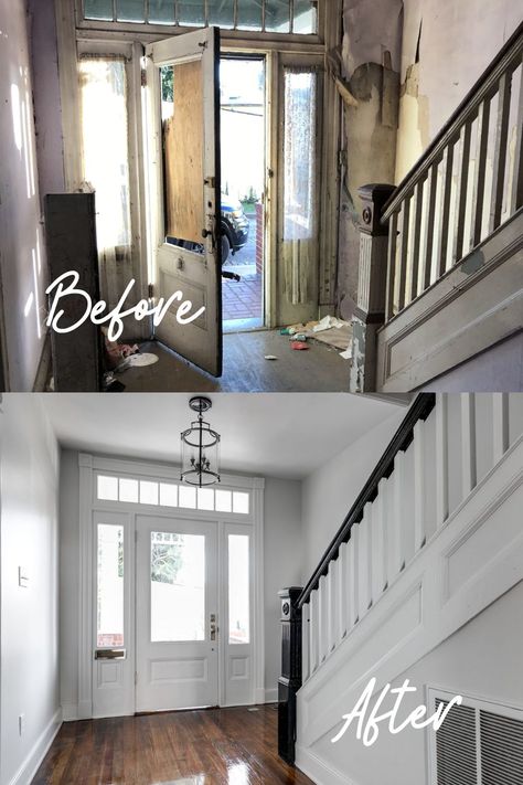 Renovated Historic Homes, Whole House Renovation Before And After, Staircase Before And After Renovation, Abandoned Home Renovation, Redo Old House, Floor Remodel Before And After, Renovated Old Farmhouse Interior, House Reconstruction Before After, Flipping Old Houses