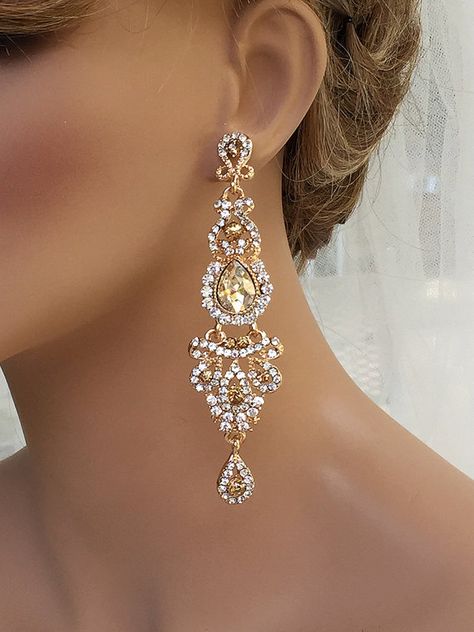 Champagne Chandelier, Victorian Drop Earrings, Chandelier Wedding, Wedding Earrings Chandelier, Bridal Earrings Chandelier, Vintage Inspired Earrings, Gold Earrings Wedding, Crystal Chandelier Earrings, Chandelier Crystal