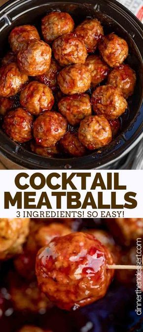 Cocktail Meatballs are the PERFECT appetizer made with frozen meatballs, grape jelly, and chili sauce, easy to throw together and only 3 ingredients! #appetizer #cocktailmeatballs #grapejellymeatballs #slowcooker #crockpot #chilisauce #homemade #recipe #easy #fast #dinnerthendessert #holidays Meatballs Grape Jelly, Jelly Meatballs, Cocktail Meatballs, Grape Jelly Meatballs, Meatball Dinner, Crockpot Appetizers, Meatball Sauce, Appetizer Meatballs, Meatball Recipes Easy