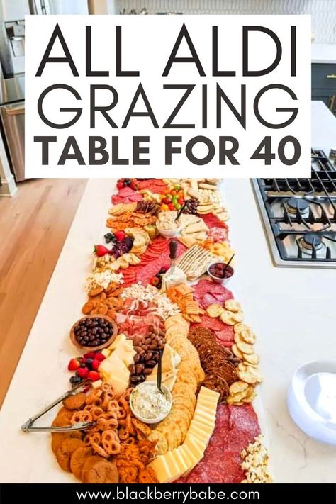 How To Make A Grazing Table On A Budget, Make Your Own Charcuterie Board Party, Gathering Table Food, Charcuterie For A Large Crowd, Simple Grazing Table Ideas Diy, Charcuterie Grazing Board Ideas, Charcuterie Board Ideas Table, Charcuterie Board From Aldi, Also Charcuterie Board