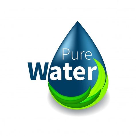 Pure water logo. blue drop symbol and ec... | Premium Vector #Freepik #vector #logo #business #label #abstract Water Bottle Logo Design, Water Logo Ideas, Water Logo Design Ideas, Bottled Water Logo, Water Bottle Logos, Water Slogans, Herbal Water, Plumbing Logo Design, Save Water Poster