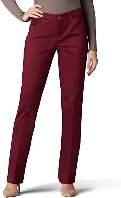 Lee Women's Flex Motion Regular Fit Straight Leg Pant at Amazon Women’s Clothing store Slouchy Pants, Straight Leg Pant, Red Fits, Type Of Pants, Slim Fit Pants, Pair Of Pants, Amazon Women, Work Casual, Jeans Straight Leg