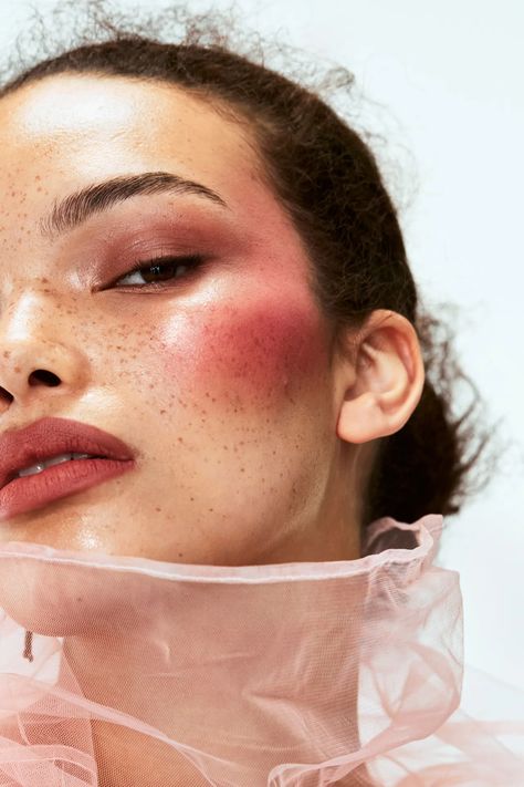 Colour pop and glazed blush are the two beauty trends we can't get enough of for spring | Glamour UK Gen Z Makeup Trends, Lots Of Blush Makeup Look, Makeup 2024 Trends, Cute Blush Makeup, Blush Makeup Looks, Heavy Blush, 22 Photoshoot, Pink Editorial, Makeup Texture