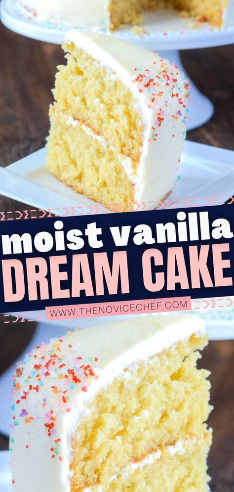 Cake For Winter, Vanilla Cake Recipe Moist, Dessert Dress, Best Vanilla Cake Recipe, Easy Vanilla Cake, Homemade Vanilla Cake, Delish Cakes, Novice Chef, Moist Cake Recipe