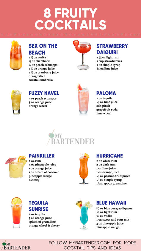 Fruity Cocktails Mixed Drinks Alcohol Recipes, Poolside Cocktails, Bartender Drinks Recipes, Fruity Alcohol Drinks, Bartender Drinks, Cocktail Drinks Alcoholic, Mixed Drinks Alcohol, Yummy Alcoholic Drinks, Premium Vodka