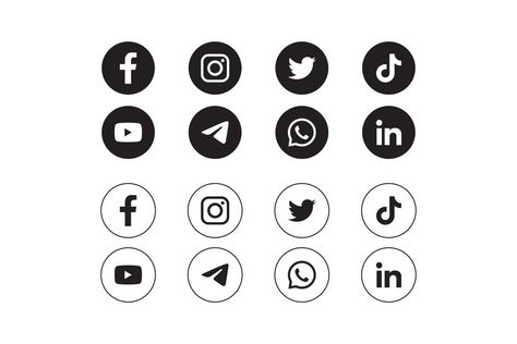 Set of social media icons in white background White Social Media Icons, Icons Social Media, Business Card Icons, Social Media Icons Vector, Quote Symbol, Icon Package, Social Media Icons Free, Minimal Font, Logo Instagram