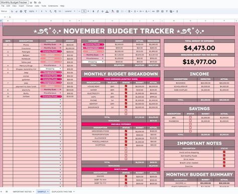 Track your monthly expenses with our simple budgeting tool! Easily categorize income and expenditures for a clear picture of where you're spending your money each month. Start saving today! #MonthlySpendingTracker Cute Excel Spreadsheet, Budget Examples, Monthly Spending Tracker, Budget Excel Spreadsheet, Monthly Expense Tracker, Finance Spreadsheet, Monthly Budget Tracker, Monthly Budget Planning, Excel Budget Spreadsheet