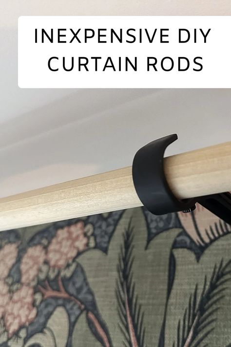 As soon as I saw these wood curtain rods, I knew this was a project I could complete myself. Making DIY Wood Curtain Rods couldn’t be easier. You can buy the Curtain Rod Holders Diy, Dowel Rod Curtain Rods, Wood Curtain Rod Ideas, Cheap Curtain Rods Diy, Curtain Rod Diy, Homemade Curtain Rods, Diy Curtain Rod, Farmhouse Curtain Rods, Rental Hacks