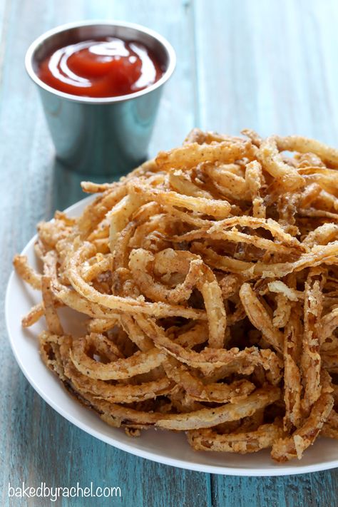 Baked by Rachel » Crispy Fried Onion Strings Airfryer Veggies, Onion Strings Recipe, Fried Onion Strings, Fried Onion Rings, Onion Strings, Stomach Rumbling, Blooming Onion, Carnival Food, Popular Snacks