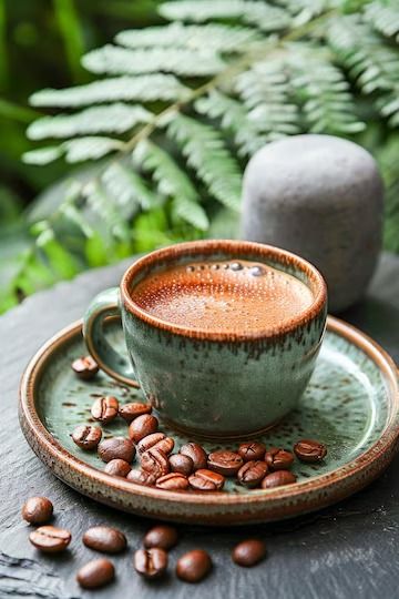 Premium Photo | Cup of Coffee on Green Saucer Generative AI Cup Of Coffee, Photo Cup, Good Morning Tea, Coffee Photography, Gift Packs, Coffee Love, Cups And Mugs, Coffee Time, Drinking Tea