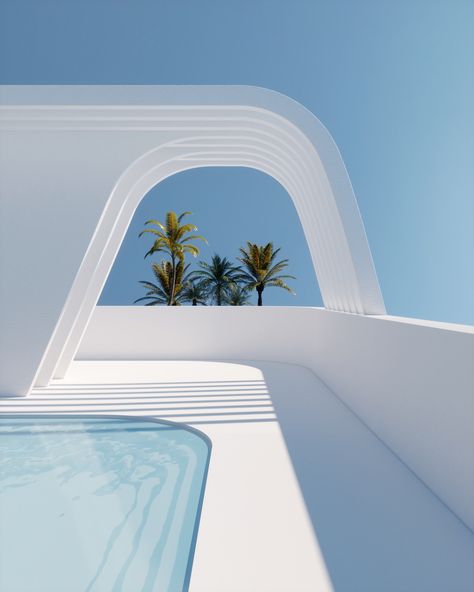 Self Meditation, Dreamscape Architecture, Pool Rooms, White Building, Minimalist Room, Icy Blue, Design Your Dream House, Urban Planning, Room Aesthetic