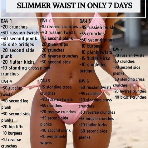 Slimmer Waist, Small Waist Workout, Month Workout, Tummy Workout, Quick Workout Routine, Trening Fitness, Slim Fast, Body Workout Plan, Ab Workout At Home