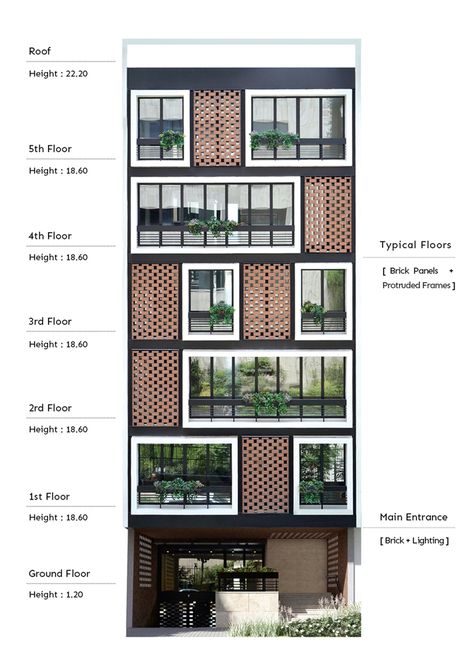 Modern Apartment Facade Exterior Design, Apartment Designs Exterior, Apartment Elevation Design Modern, Modern Brick Building, Apartment Design Architecture, Hotel Elevation, Apartment Elevation, Apartment Facade, Apartment Window