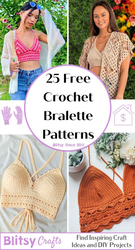 25 Free Crochet Bralette Patterns (Crochet Bra Top Pattern) Crochet Bralette Patterns, Crochet Bra Top Pattern, Crochet Bralet, Crochet Bra Pattern, Crochet Bralette Pattern, Crochet Bra Top, Bralette Pattern, Crochet Bra, Crochet Crop Top Pattern