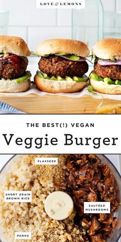 Vegan Grain Recipes, Veggie Mushroom Burger, Vegan Burger Ideas, 5 Supreme Super Foods, Unleavend Bread Recipe, 5 Ingredient Vegetarian Recipes, Golo Diet Recipes Vegetarian, Vegan Vegetarian Recipes, Plant Based Burger Recipes