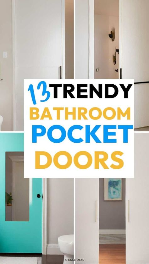 Space Saving Doors Bathroom, Small Bathroom Doors, Bathroom Door Ideas Modern, House Decor Ideas Living Room, Bathroom Pocket Door Ideas, Black And White House Decor, Cute House Decor Ideas, Small One Bedroom Apartment Ideas, Bathroom Pocket Door