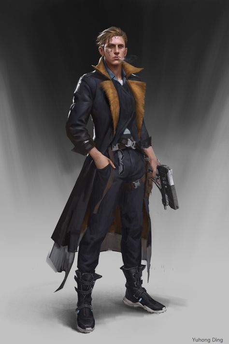 Netrunner Cyberpunk Concept Art, Traveller Character, Cyberpunk Cowboy, Cyberpunk Character Art Male, Apocalyptic Outfit, Scifi Character Design, Sci Fi Outfits, Cyberpunk Character Art, Cyberpunk Male