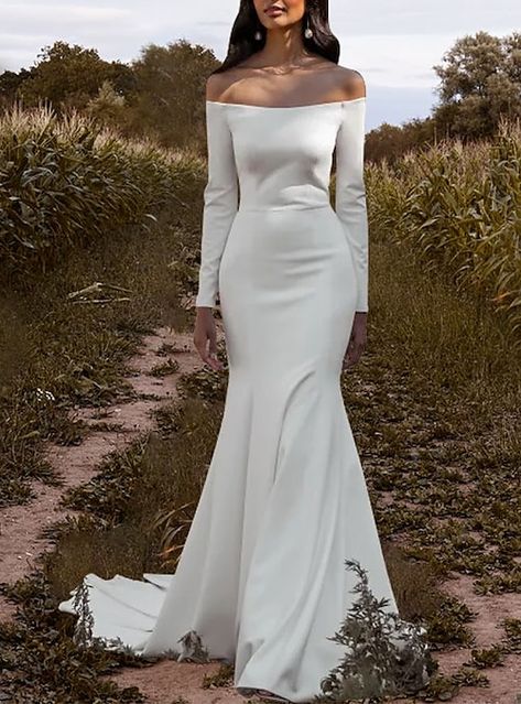 Wedding Dresses Mermaid Trumpet, Long Bridal Gown, Wedding Dresses Mermaid, Cheap Wedding Dresses Online, Wedding Dress Store, Summer Bride, Dresses Mermaid, Sleeve Wedding Dress, Casual Wedding Dress