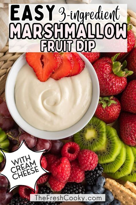 Marshmallow Dip For Fruit, Marshmallow Fruit Dip, Marshmallow Fluff Fruit Dip, Fruit Dip Recipe, Easy Fruit Dip, Cream Cheese Fruit Dip, Cheesecake Oreo, Fruit Dips Recipes, Shugary Sweets